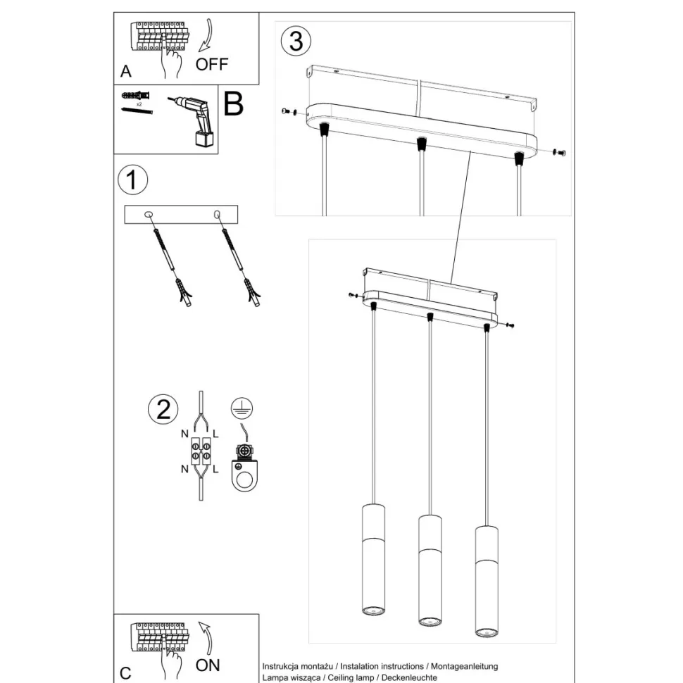 Lampa wisząca BORGIO 3L biały