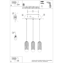 Lampa wisząca BRINA 3L czarna