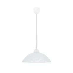 Lampa wisząca Bronte 1x60W E27 klosz  biały z wzorem