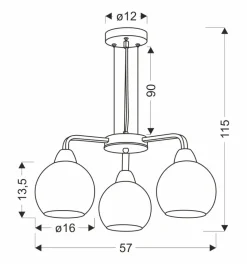 Lampa wisząca Caldera czarny 3x60W E27  klosz biały