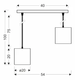 Lampa wisząca Candida czarny 2x40W E27  abażur czarny