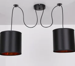 Lampa wisząca Candida p czarny 2x40W E27  abażur czarny