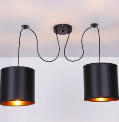 Lampa wisząca Candida p czarny 2x40W E27  abażur czarny