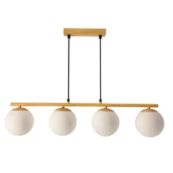 Lampa wisząca Carrine drewniany 4x40W  E14 klosz biały