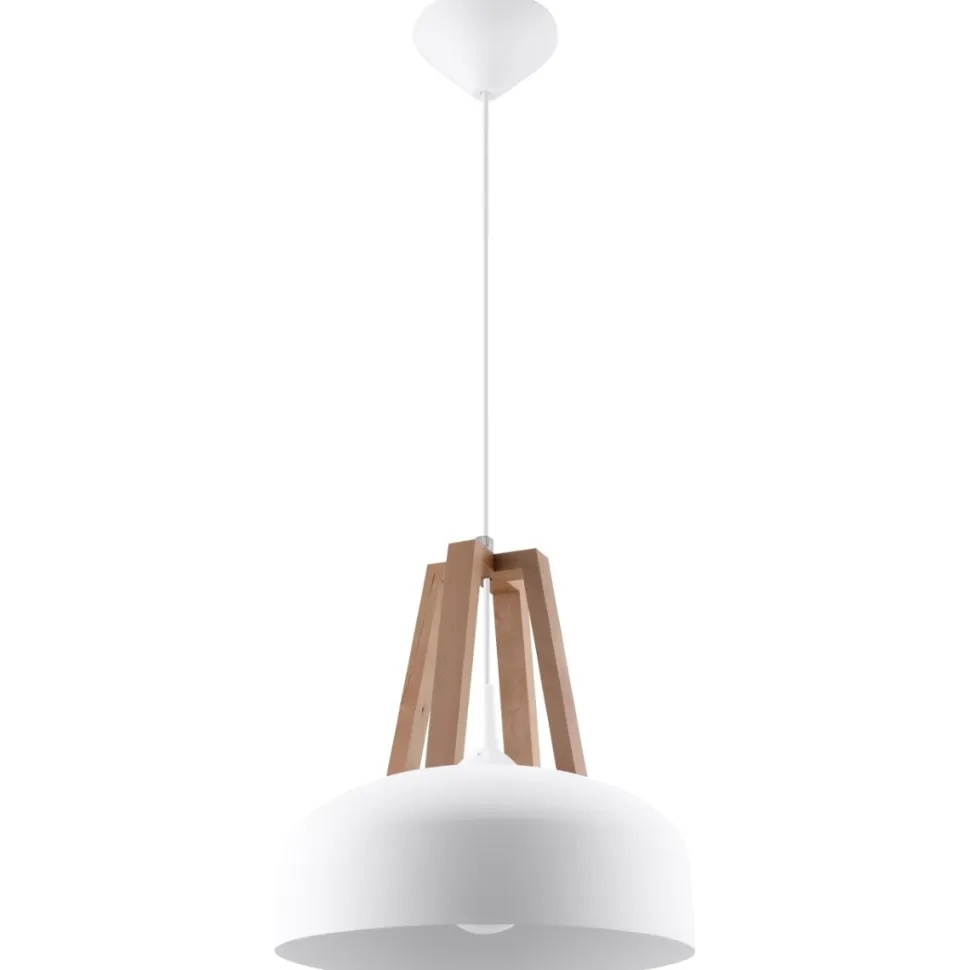Lampa wisząca CASCO biała/naturalne drew