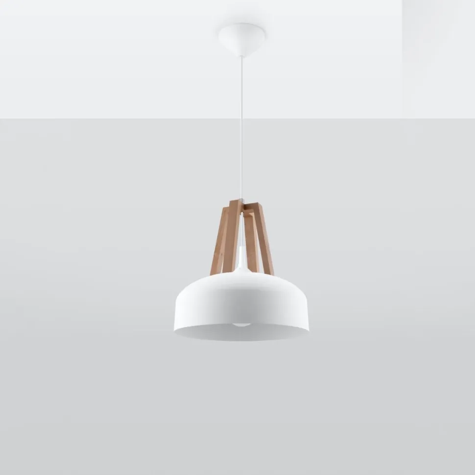 Lampa wisząca CASCO biała/naturalne drew