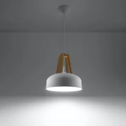 Lampa wisząca CASCO biała/naturalne drew