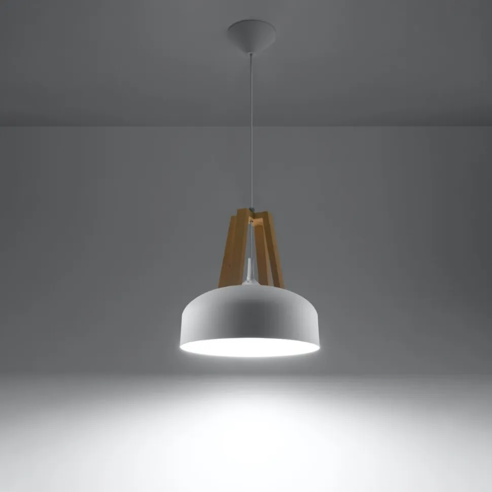 Lampa wisząca CASCO biała/naturalne drew