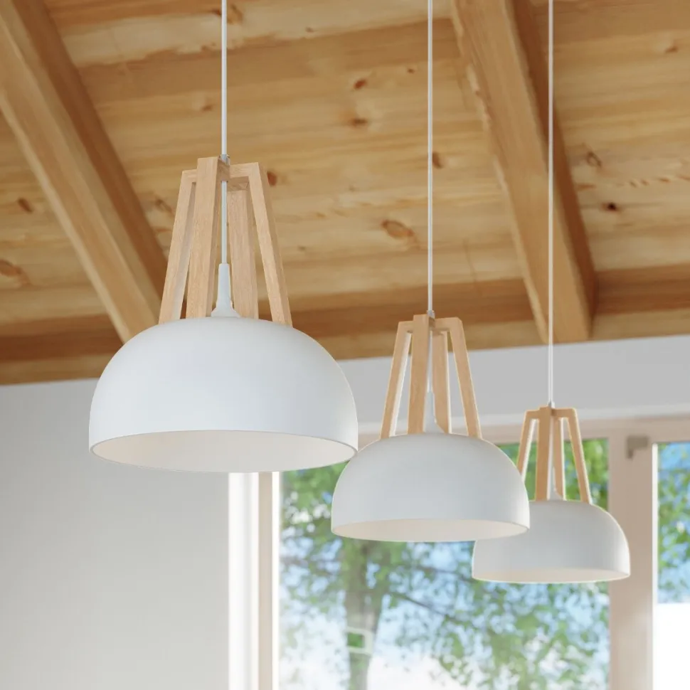Lampa wisząca CASCO biała/naturalne drew