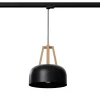 Lampa wisząca CASCO czarna/naturalne  drewno E27 3000K 7,5W 620lm