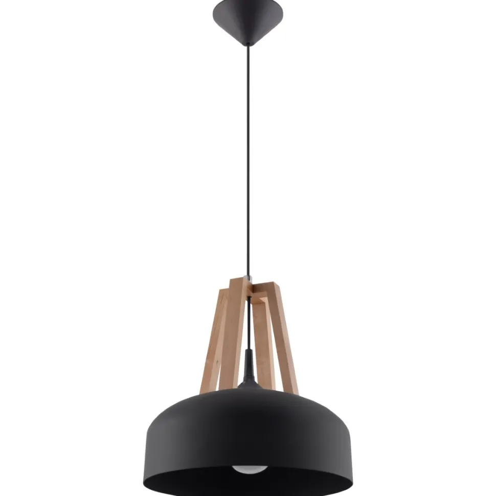 Lampa wisząca CASCO czarna/naturalne dre