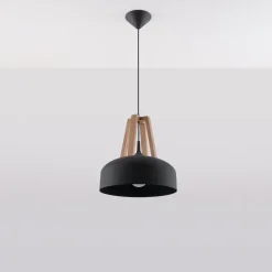 Lampa wisząca CASCO czarna/naturalne dre