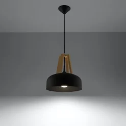 Lampa wisząca CASCO czarna/naturalne dre