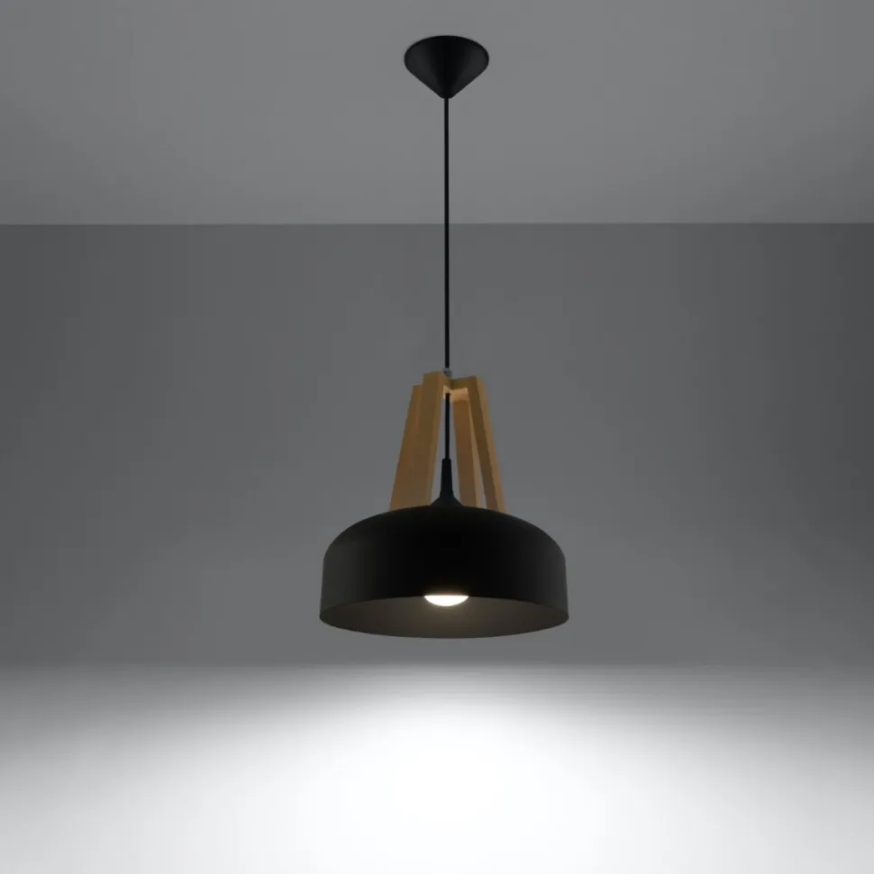 Lampa wisząca CASCO czarna/naturalne dre