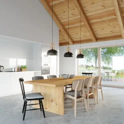 Lampa wisząca CASCO czarna/naturalne dre