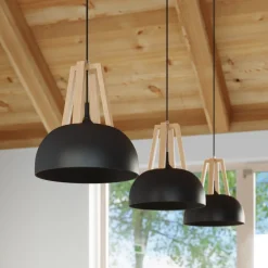 Lampa wisząca CASCO czarna/naturalne dre