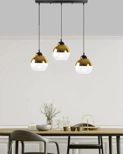 Lampa wisząca Contessa czarny 3x40 E27  klosz złoty