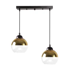 Lampa wisząca Contessa czarny 2x40 E27  klosz złoty
