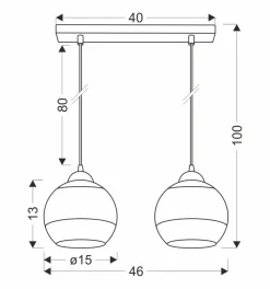 Lampa wisząca Contessa czarny 2x40 E27  klosz złoty