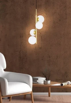 Lampa wisząca Cordel mosiądz 4x20W G9  klosz biały