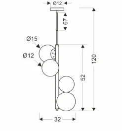Lampa wisząca Cordel mosiądz 4x20W G9  klosz biały