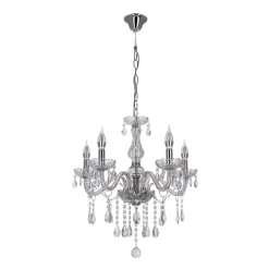 Lampa wisząca Cristallo chromowy 5x40W  E14 transparentny