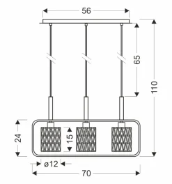 Lampa wisząca Crown czarny 3x40W E27  abażur beżowy
