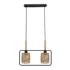 Lampa wisząca Crown czarny 2x40W E27  abażur beżowy