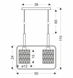 Lampa wisząca Crown czarny 2x40W E27  abażur beżowy