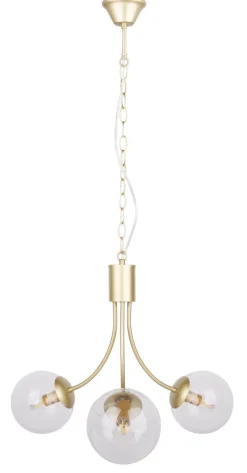 Lampa wisząca Dani mosiądz 3x40W E14  klosz bezbarwny