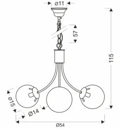 Lampa wisząca Dani mosiądz 3x40W E14  klosz bezbarwny