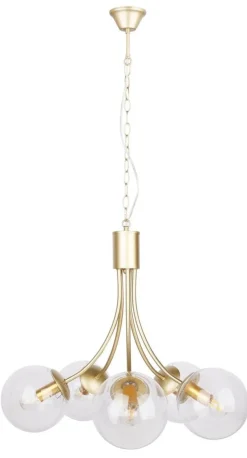 Lampa wisząca Dani mosiądz 5x40W E14  klosz bezbarwny