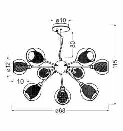 Lampa wisząca Dixy 9x40W E14 chrom