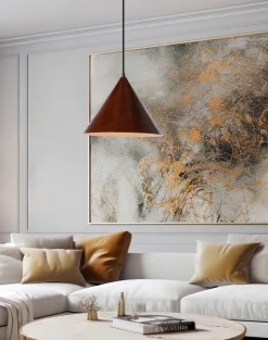 Lampa wisząca Dunca 32 czarny 1x40 E27  klosz ciemny orzechowy