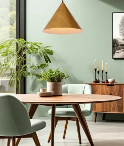 Lampa wisząca Dunca 32 czarny 1x40 E27  klosz jasny dębowy