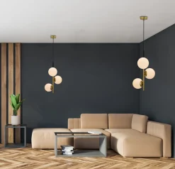 Lampa wisząca Duo czarny matowy+złoty  3x15W E14 klosz biały