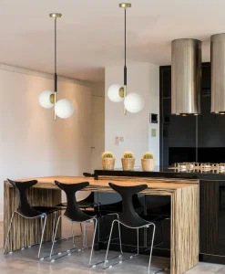 Lampa wisząca Duo czarny matowy+złoty  2x15W E14 klosz biały