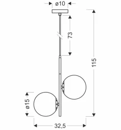 Lampa wisząca Duo czarny matowy+złoty  2x15W E14 klosz biały