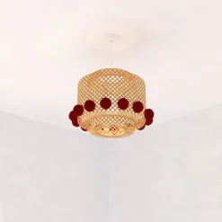 Lampa wisząca dziecięca Liby z pomponami  naturalna