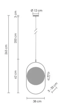 Lampa wisząca ELIPSE LED czarna 38 cm