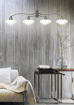 Lampa wisząca Elisa 4x40W G9  satyna-nikiel+białe szkło