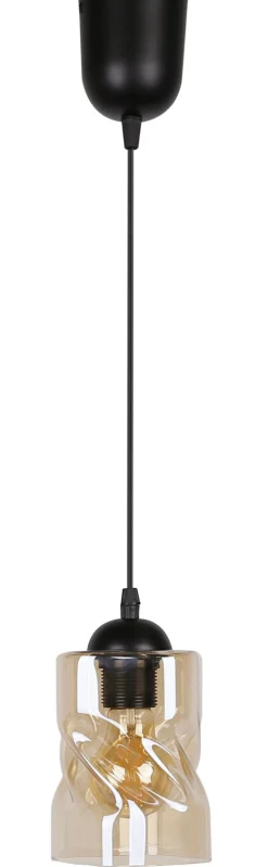 Lampa wisząca Felis czarny 1x60W E27  klosz bursztynowy