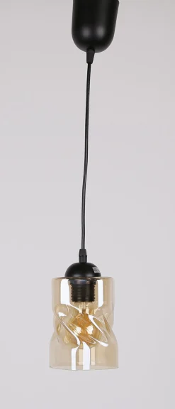 Lampa wisząca Felis czarny 1x60W E27  klosz bursztynowy