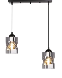 Lampa wisząca Felis czarny 2x60W E27  klosz dymiony