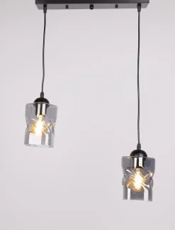 Lampa wisząca Felis czarny 2x60W E27  klosz dymiony