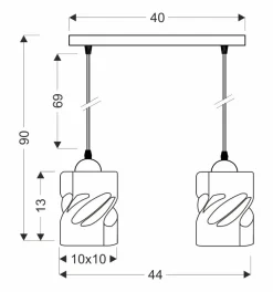 Lampa wisząca Felis czarny 2x60W E27  klosz dymiony