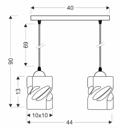 Lampa wisząca Felis czarny 2x60W E27  klosz bursztynowy