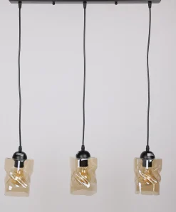 Lampa wisząca Felis czarny 3x60W E27  klosz bursztynowy