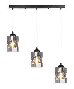 Lampa wisząca Felis czarny 3x60W E27  klosz dymiony