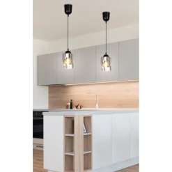 Lampa wisząca Felis czarny 1x60W E27  klosz dymiony